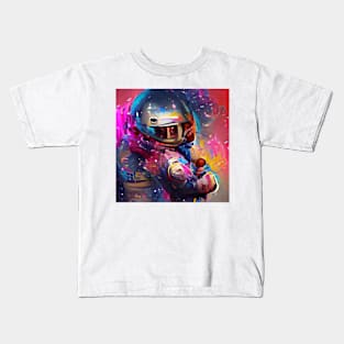 Colorful Astronaut in Space Kids T-Shirt